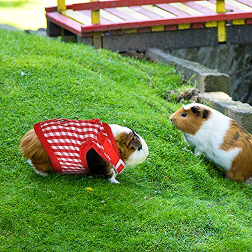 Weewooday 3 Pieces Guinea Pig Harness with Leash Small Pet Harness Fruit Plaid Pattern Adjustable Padded Walking Vest for Pet Hamster Squirrel Animals(Pineapple, Red Plaid, Strawberry,Small) - size: Small