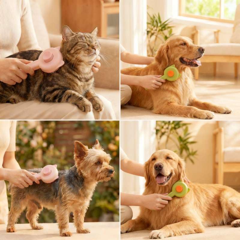 Cat Brush for Shedding, Kitten Brushes for Indoor Cats, For Long or Short Haired Cats,Cat Hair Brush Grooming Deshedding Brush for Dog Kitten Removes Loose Fur and flea removal comb, Pink