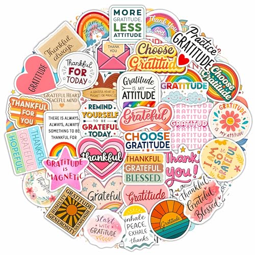 100Pcs Gratitude Stickers for Water Bottle, Thankful Sticker – Gratitude Gifts Bulk, Positive Quotes Decals – Gifts for Women & Men - color: Gratitude Stickers