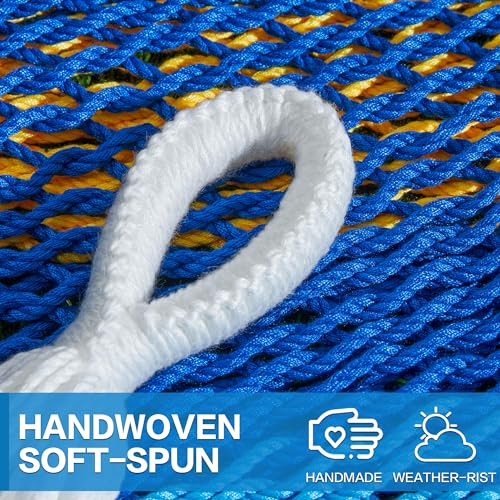 Handwoven Rope Mayan Hammock for Outside, 600 lbs Capacity | 2 Person, Portable Carrying Bag, Easy-Used Tree Straps, Carabiners, Soft Fabric, Patio (Caribbean Sea, X-Large) - color: Caribbean Sea, size: X-Large