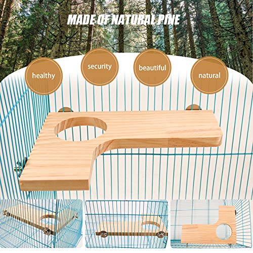 Roundler Squirrel Gerbil Chinchilla and Dwarf Hamster L-shaped Round Hole Wooden Platform, Birds Parrots Activity Playground (style-1)