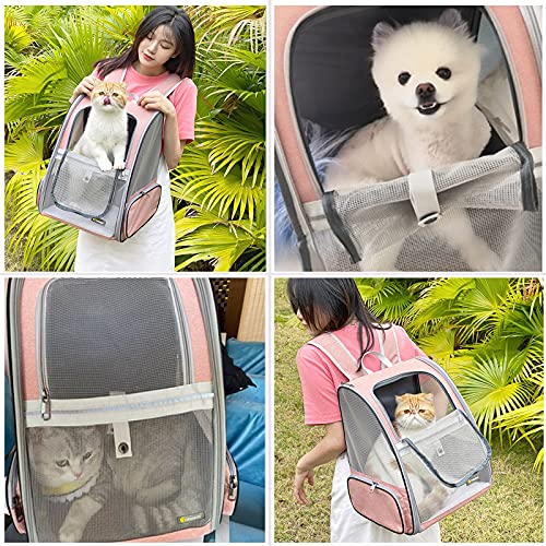 Texsens Innovative Traveler Bubble Backpack Pet Carriers for Cats and Dogs - color: Mesh Pink