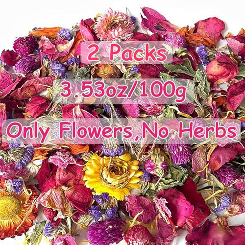 Amonk Natural Flower Bedding for Hamsters, Rabbits & Small Pets | 100% Safe & Odor Control | 200g/7.05oz No Herbs Soft Floral Habitat Decor | Non-Toxic, Eco-Friendly Bedding for Cages & Nesting