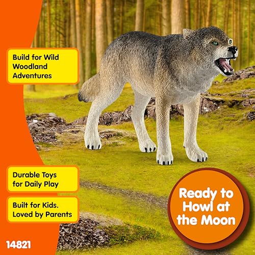 Schleich Wild Life Realistic Prowling Gray Wolf Figurine - Durable North American Forest Animal Figure for Kids, Perfect Toy for Fun and Imaginative Adventures, Gift for Boys and Girls Ages 3+ - style: Gray Wolf