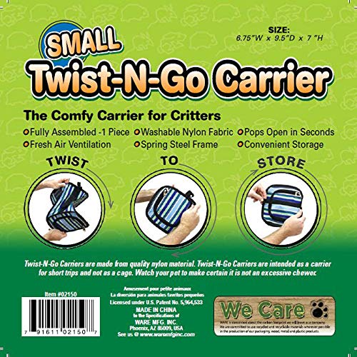 Ware Manufacturing Manufacturing Manufacturing Twist-N-Go Carrier for Small Pets, Hamsters, Ferrets, Rats, Guinea Pigs - Small - Colors May Vary - size: 9.5"L x 7.0"W x 7.0"H