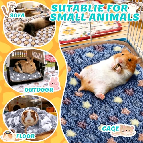 Eilyliafe 6 Pcs Guinea Pig Blankets Bedding Small Animal Cage Liners Sleep Mat Absorbent Reusable Pet Pee Bedding Pad Cover for Hamster Ferret Chinchilla Rabbit Hedgehog (14 x 28 Inch) - size: 14 x 28 Inch
