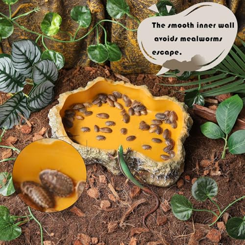 IBWell 4 Inch Reptile Food Dish Escape Proof Reptile Feeding Dish Resin Reptile Water Food Bowl for Bearded Dragon Chameleon Frog Snake Turtle Leopard Gecko - size: 4"