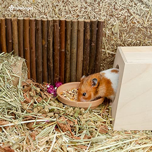 Niteangel Wooden Hamster Food Bowl: Beech Stable & No Pattern for Syrian | Prevent Oil & Dust Small Animal Feeding Dish for Dwarf Syrian Hamsters Gerbils Mice Degus or Other Similar-Sized Small Pets - size: For Syrian