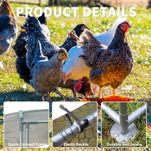 NUGRIART Large Metal Chicken Coop Walk-in Poultry Cage with Water-Resident and Anti-UV Cover Duck Rabbit Cat House Outdoor Chicken Run Pen with Round Roof - size: 13’L×10’W×6.5’H