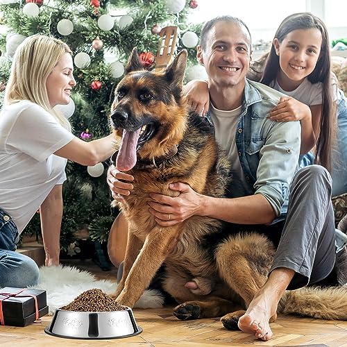 8 Pack Stainless Steel Dog Bowls Metal with Rubber Base Non-Slip Pets Puppy Cats Feeding Food and Water Bowls Dishwasher-Safe for Indoor Small Medium Large Dogs Cats Kitten Rabbit(30 oz) - size: 30 oz