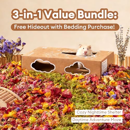 BUCATSTATE 5L Natural Flower & Hamster Bedding | Soft Natural Bedding for Hamster Enrichment for Small Pets & Dwarf Syrian Hamsters, Gerbils, Mice