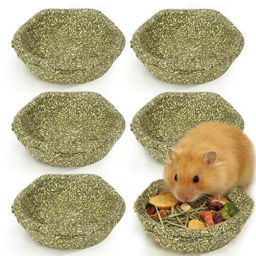 BNOSDM 6 Pcs Hamster Edible Premium Timothy Hay Chew Bowl Rabbit Treats for Teeth Chewing Chinchilla Chew & Decor Toys for Syrian Dwarf Hamsters Gerbils Mice - color: 6PCS-Hay Chew Bowls