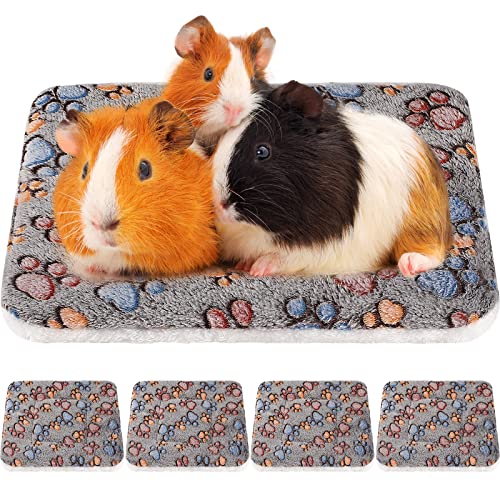 4 Pack Ultra Soft Dog Cat Bed Mat Small Animal Guinea Pig Bed with Cute Print Reversible Fleece Dog Crate Kennel Pad Cozy Washable Thickened Hamster Pet Beds Mat(13 x 10 Inches,Gray) - color: Gray, size: 13 x 10 Inches
