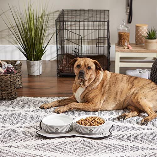 Bone Dry Paw & Patch Ceramic Pet Collection, Large Set, 7.5x2.4", Gray, 2 Piece - color: Gray, size: Large Bowl Set, 7.5x2.4"