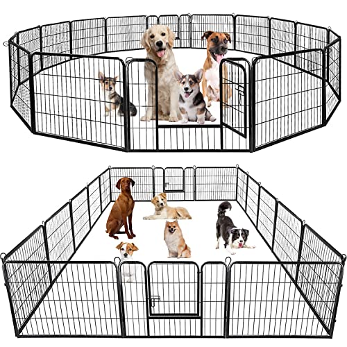 BestPet | Dog Playpen | 24", 16 Panels | Heavy Duty Metal Pet Exercise Pen | Indoor/Outdoor Fence Panels | Rust-Resistant, Removable, Tool-Free Setup | Anti-Skid, Expandable Design - style: 16 panels