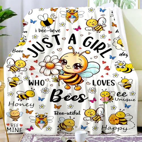 Bee Gifts Blanket for Women Girls Cute Bees Blanket Throw Stuff Plush Cozy Bedding Merch Items Bee Themed Gifts for Kids Girls Teen Adults Bees Lovers Birthday Party Decorations Room Decor 50"X40" - color: Bee, size: 50"x40"