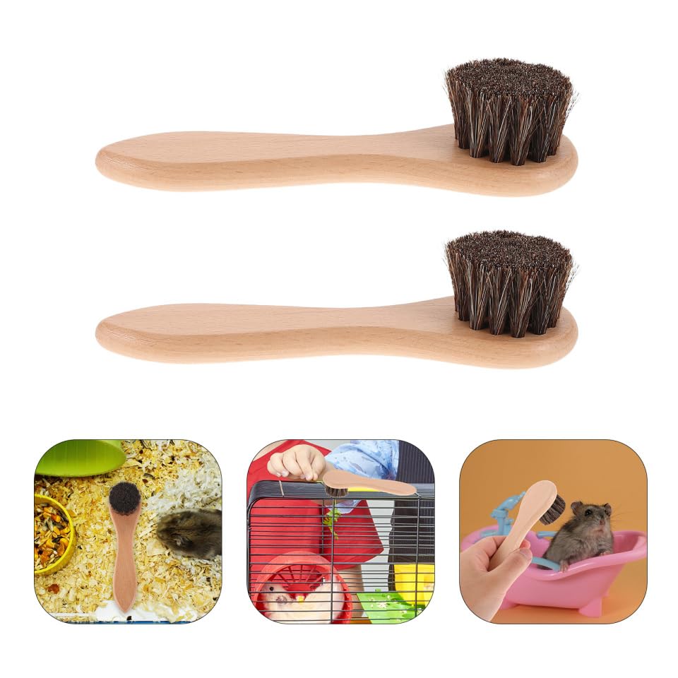 PRETYZOOM Hamster Grooming Brush Soft Bristle Small Pet Bath Brush with Handle 6.10 in for Guinea Pigs Rabbits Hamsters Gentle Shedding Cleaning and Massage