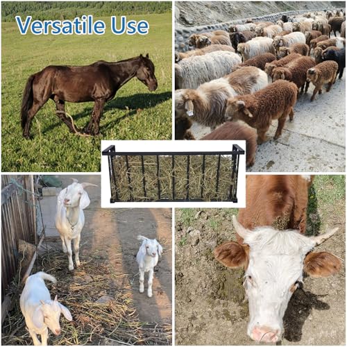Wall Mount Hay Rack, 40'' Long Livestock Hay Feeder with 25 Gallon Capacity, Carbon Steel Hay Feeder for Sheep, Goats, Horses, Indoor Outdoor Uses - size: 25INCH