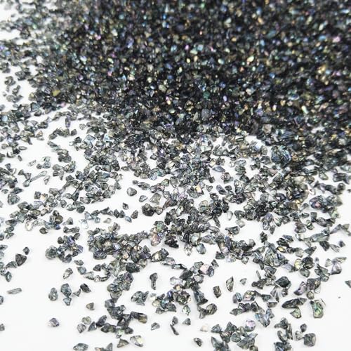 Crushed Glass Glitter, Broken Stones Shattered Glass Chips for Resin Art Crafts, Epoxy Resin Supplies, Geod Painting, DIY Art Projects, Jewelry Making, 2-4mm, 200g/7oz (Black) - color: Black