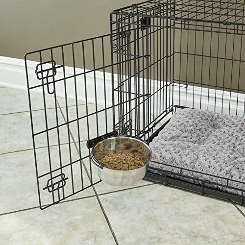 MidWest Homes for Pets Snap'y Fit Stainless Steel Food or Water Bowl, Holds 20 Ounces, Mounts to Wire Crates, No-Tip Design, Rust-Resistant, for Small Dogs and Cats - size: 20 Ounces (2.5 cups)