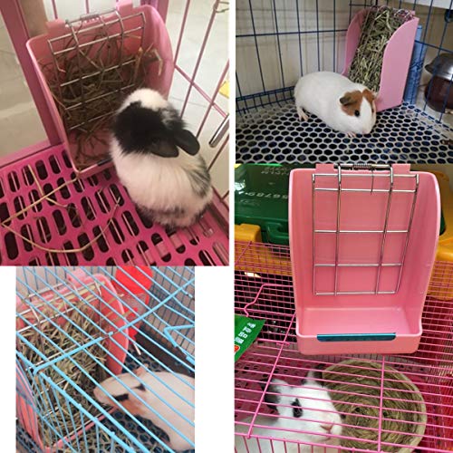 Litewoo Rabbit Hay Feeder, Small Animal Food Dispenser for Guinea Pigs | 3.54x5.7x7.09 in, Plastic, chew-resistant, hay feeder, for small animal/rabbits/guinea pigs/chinchillas/hamsters - color: A / White