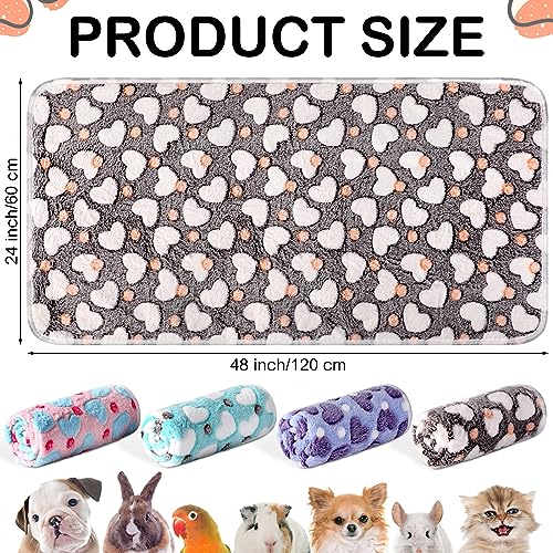 Tudomro 8 Pcs Absorbent Guinea Pig Blankets Washable Small Animal Fleece Bedding Cage Liners Reusable Pet Sleep Mat Pad Cover for Ferret Chinchilla Furniture Protection(Heart,47 x 24 Inch) - size: 47 x 24 Inch
