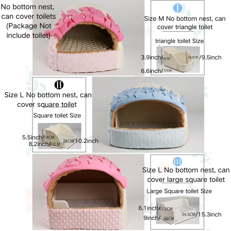 Small Pet Hideout No Bottom Guinea Pig Rabbit Cave Toilet Cover (Pink,X-Large) - color: Pink, size: X-Large