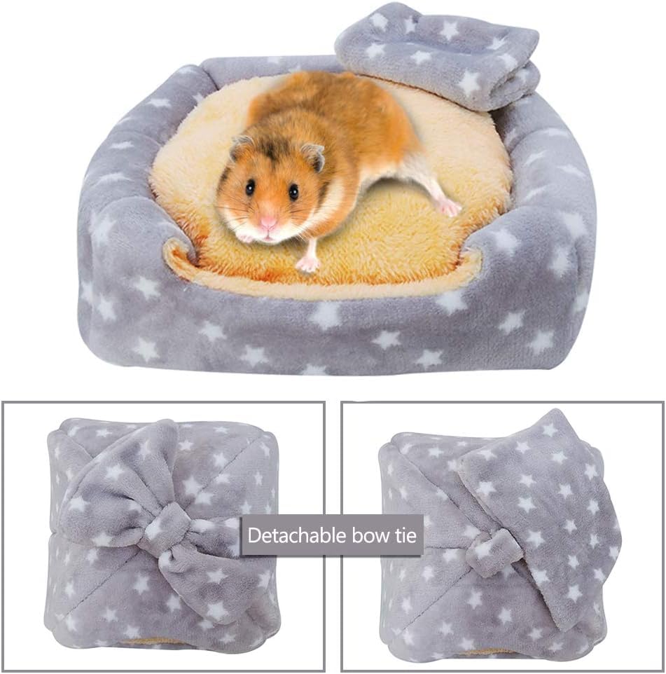 Small Animal Pet Bed, Sleeping House Habitat Nest for Guinea Pig Hamster Hedgehog Rat Chinchilla Hideout Bedding Snuggle Sack Cuddle Cup Cage Accessories with Removable Washable Mat (Gray) - color: Gray