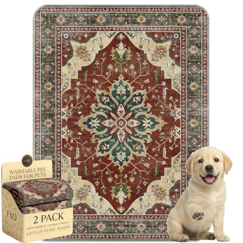 Washable Pee Pads for Dogs,Great Urine Absorbent Reusable Puppy Training Pads,Waterproof,Leak-Proof & Non-Slip Potty Pads for Whelping,Crate,Playpen,Bed.(Red Forest Floral,18"x24") - color: Red Forest Floral, size: 18"x24" (Pack of 2)