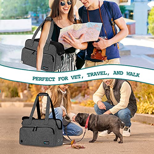 PetAmi Small Dog Purse Carrier, Soft-Sided Pet Carrier Bag with Pockets, Portable Puppy Cat Travel Handbag Tote, Airline Approved Breathable Mesh, Poop Bag Dispenser, Sherpa Bed, Max 18 lbs, Dark Gray - color: Heather Charcoal