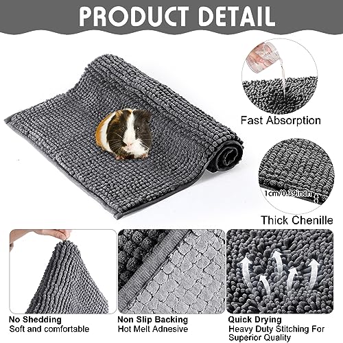 4 Pcs Guinea Pig Cage Liner 12 x 12 Inch Washable Chenille Pee Pads Pet Dog Cat Bedding Training Mat Reusable for Small Animals Puppy Bunny Hamster Chinchilla - color: Dark Gray, size: 12 x 12 Inch, style: Low Pile Chenille