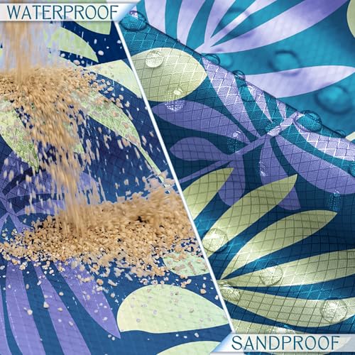 BYDOLL Beach Blanket Waterproof Sandproof,78''X81''/78''X110'' Large Sand Free Oversized Lightweight Sand Resistant Blanket, Picnic Mat for Beach Travel Camping Hiking Essentials - color: Leaves, size: 78''X81"