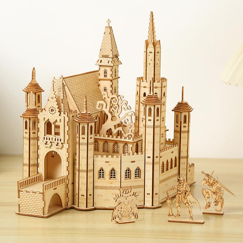 3D Wooden Puzzle for Adults, Mechanical Castle House Model, DIY House Model Building Kit Handicraft Wood Craft Hobbies Toy, Birthday for Hobbyist 14+ Family Women Men, 234 Pcs - style: Castle House