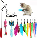 Retractable Cat Toy Wand 12 Packs Interactive Cat Feather Toys | , 9 Assorted Teaser Refills with Bell for Kitten (Pink) - size: 12 PCS