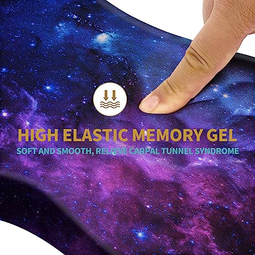 Hokafenle Ergonomic Mouse Pad Wrist Support with Massage Design, Wrist Rest Pain Relief Mousepad with Memory Foam&Non-Slip PU Base, Mouse Pads for Wireless Mouse & Desk (12x8 inch,Galaxy) - color: HK018-Galaxy