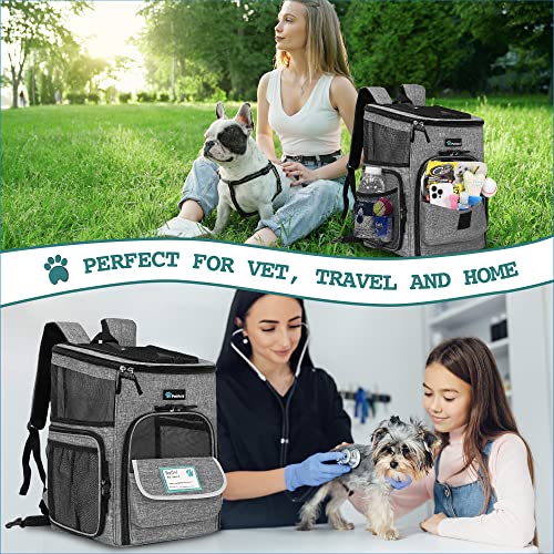 PetAmi Dog Backpack Carrier, Airline Approved 4-Way Entry Cat Backpack Carrier, Ventilated Mesh, Collapsible Pet Carrier for Small Puppy, Kitten, Hiking, Travel Car, Vet, up to 18 lbs, Heather Gray - color: Heather Gray