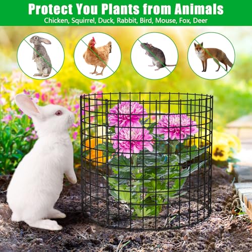 10 Pack Plant Protectors from Animals, 13x12 Plant Cages for Outdoor Plants | Wire Plant Protector, Thick Metal, Non-deformable, Free-Cut, Cap-less Design, Plant Protection Cage to Keep Animals Out - size: 10 PACK-13x12inch