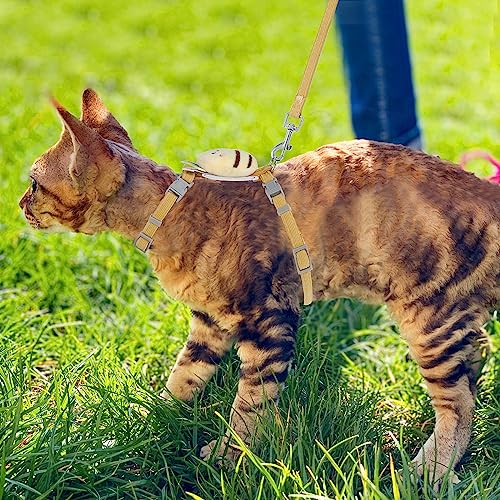 TIESOME Cat Harness and Leash Set, Adjustable Gradient Kitten Harness | Escape Proof Harness with Leash for Kitty Outdoor Walking - color: Vanilla Yellow