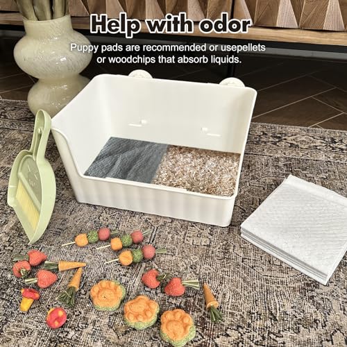 Large Rabbit Litter Box Bunny Potty Training Corner Litter Pan Comes with Liners Rabbit Pee Pads, Small Animal Bedding Toilet for Guinea Pig, Ferret, Hamster, Bunnies (White) - color: White