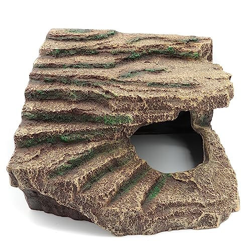 Resin Reptile Hideouts Cave Habitat Decor, B- Extra Large | For Gecko, Leopard Lizards, Toad, Turtle