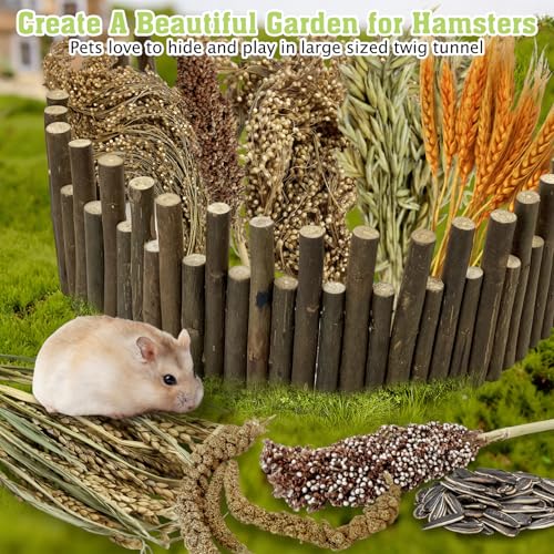 Tfwadmx Hamster Ladder Bridge & Small Animal Natural Ear of Grain Spray Hamster Bedding Habitat Decor Flexible Bendy Hamster Climbing Toy for Dwarf Syrian Mice Gerbils - size: 19.7 x 3.9 inches