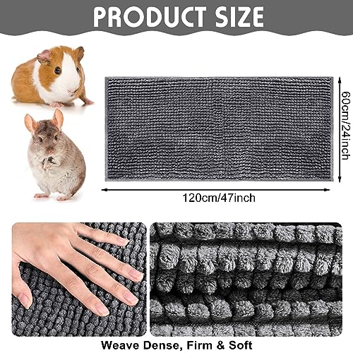 4 Pcs Guinea Pig Cage Liner 47 x 24 Inch Washable Chenille Pee Pads Pet Dog Cat Bedding Training Mat Reusable for Small Animals Puppy Bunny Hamster Chinchilla - color: Dark Gray, size: 47 x 24 Inch, style: Low Pile Chenille