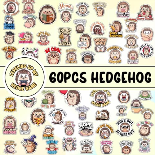 Vybonz Hedgehog Sticker Cute Animal Decal Funny Cartoon Woodland Animal | Hedgehog Stickers with Cute Animal Quotes for Hedgehog Lovers, Laptop, Water Bottle, Journal and Notebook Use - color: Hedgehog, size: 3in