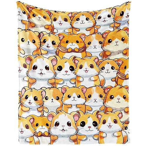 Hamster Throw Blanket for Kids Pets Gifts, 40” x 30” | Soft Flannel, Lightweight but warm, Machine washable, HD print, Wrinkle & shrink resistant, Anti-pilling, Suitable all ages - color: Hamster Blanket 1, size: XS(30"X40")