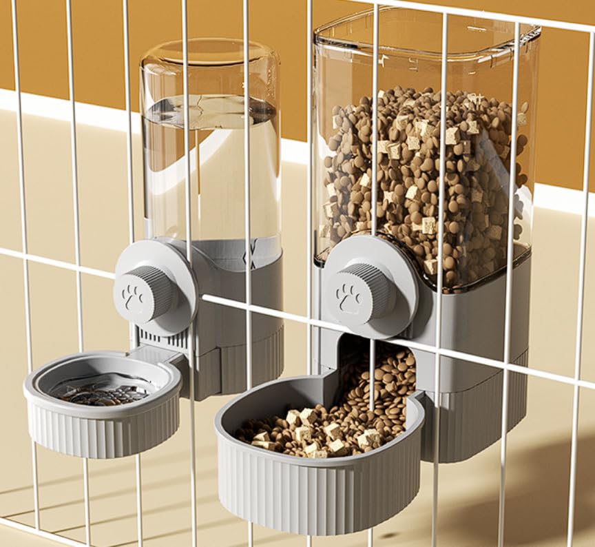 Hanging Automatic Pet Food Water Dispenser, Auto Gravity Pet Feeder and Waterer Set, Cage Cat Food Bowl Dog Feeding Station for Small Dog Cat Rabbit