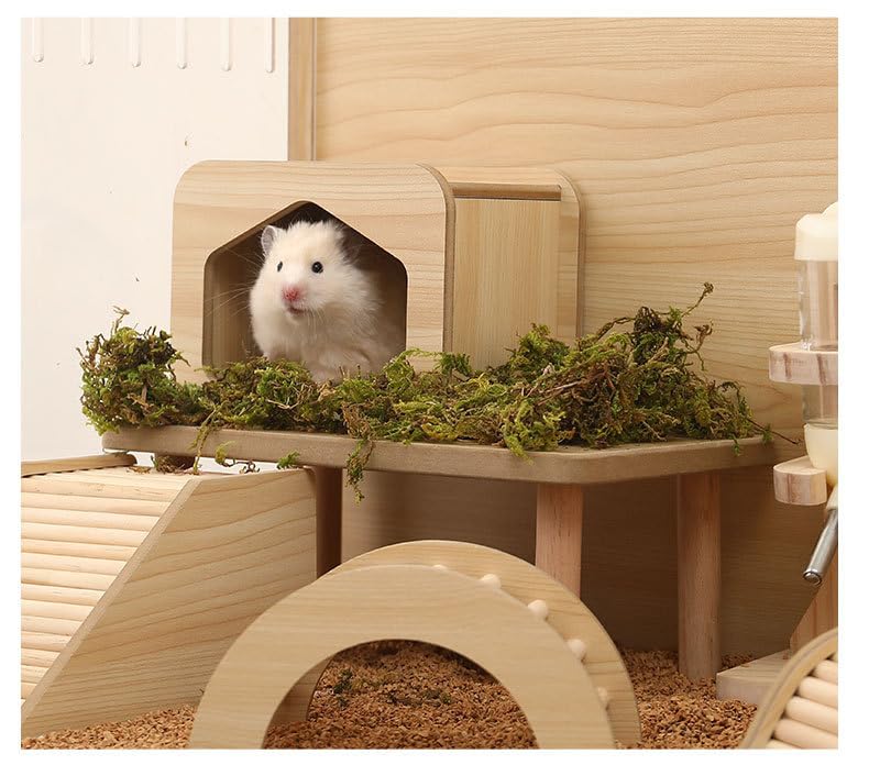 Hamster Play Wooden Platform, Gerbil Cage Waterproof Wood Stand | Waterproof, with Pillars Standing, Surface Play Cage Accessories, detachable,for Syrian Squirrel and Other Small Pets