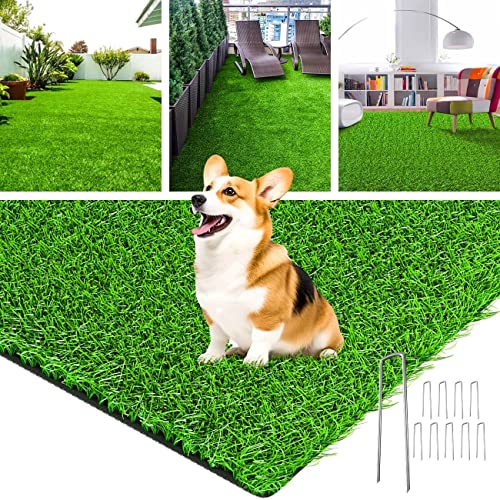 LOOBANI Artificial Grass, Realistic Fake Grass with Drainage Holes, 3x5ft | Synthetic Turf Grass Indoor Outdoor, Replacement Grass Mat for Dog Potty Training, Balcony, Garden and Landscape Decoration - size: 3 Feet x 5 Feet