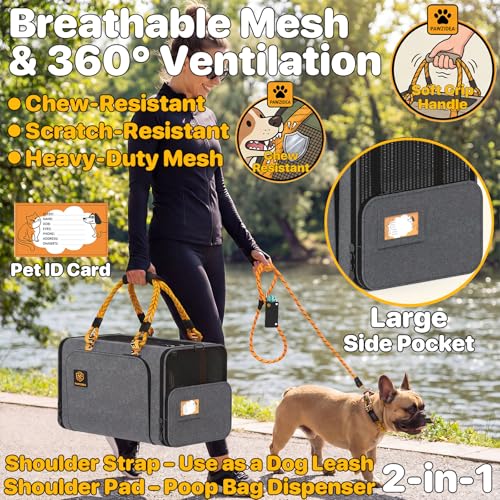 PAWZIDEA Expandable Pet Carrier for Small Cats & Dogs, TSA Airline Approved | 18"×11"×11" Soft-Sided Small Dog Travel Bag, Collapsible Top-Load Cat Carrier for 2 Cats Under Seat, Puppy Car Seat Up 15lbs - color: Mid-Hemp Gray, size: 18.0"L x 11.0"W x 11.0