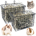 kathson 2Pcs Rabbit Hay Feeder Metal Bunny Hay Holder Guinea Pig Hay Rack Reduce Mess Chinchilla Grass Dispenser Small Animlas Hay Manger for Cage Supplies