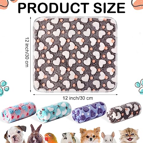 Reginary 4 Pcs Waterproof Guinea Pig Blankets Washable Small Animal Fleece Bedding Absorbent Guinea Pig Cage Liners Reusable Training Pee Pad Pet Sleep Mat for Hamster(Heart Pattern,12 x 12 Inch) - size: 12 x 12 Inch